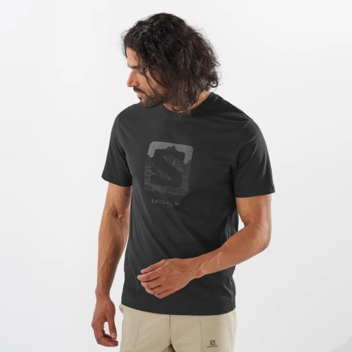 Black Salomon Outlife Logo Short Sleeve Men's T-Shirts | IE NI9506